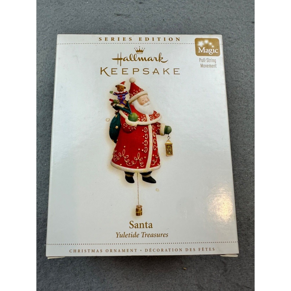 2006 HALLMARK SERIES ED YULETIDE TREASURES SANTA W/PULL STRING MOVEMENT ORG. BOX